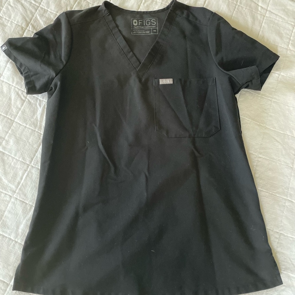 Figs womens Catarina one pocket scrub top XS extra small black